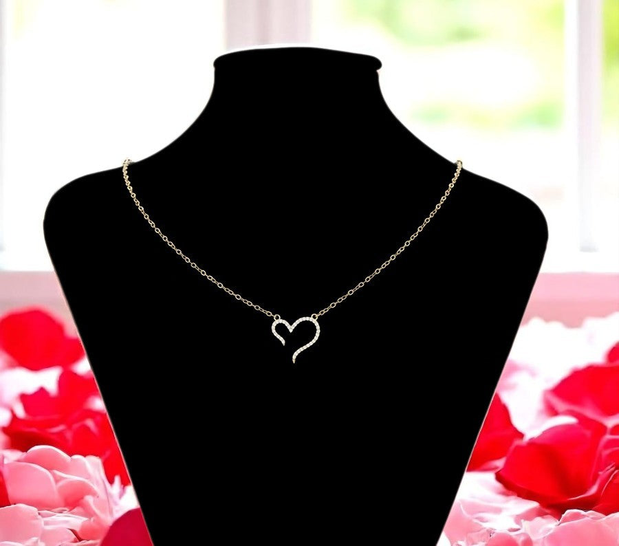 14K Gold Plated Dainty Open Heart Necklace image 5