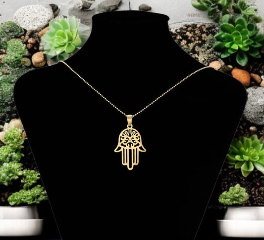 Protective 14K Gold Plated Hamas Hand Pendant image 1