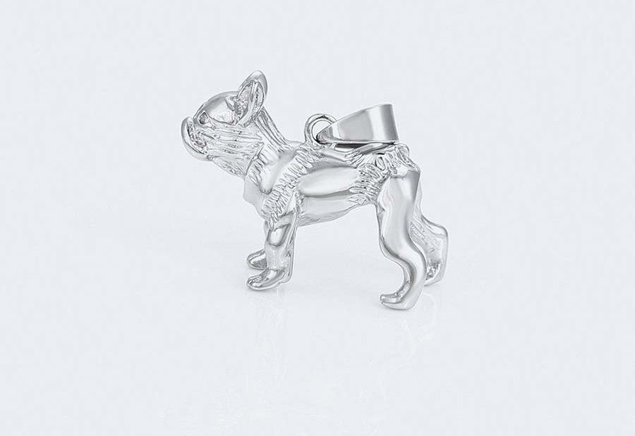 Silver French Bulldog Puppy Pendant image 3
