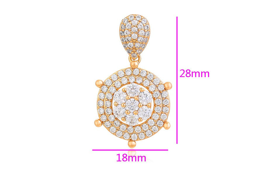 Elegant 18K Gold Plated Crystal Pave Round Pendant image 2