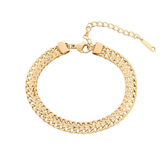 18K Gold Plated Stainless Steel Herringbone Chain Bracelet image 0