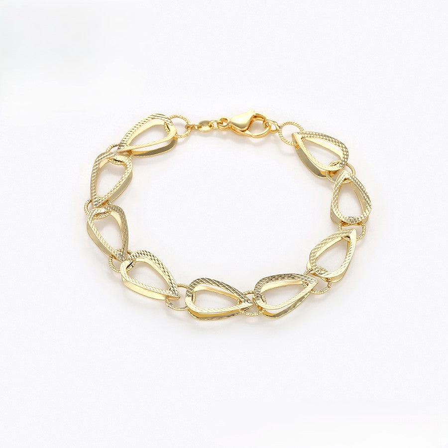 14K Gold Plated - Textured Teardrop Link Bracelet image 2