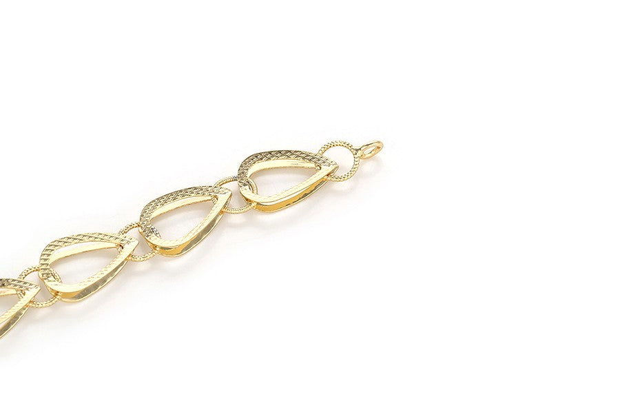 14K Gold Plated - Textured Teardrop Link Bracelet image 4