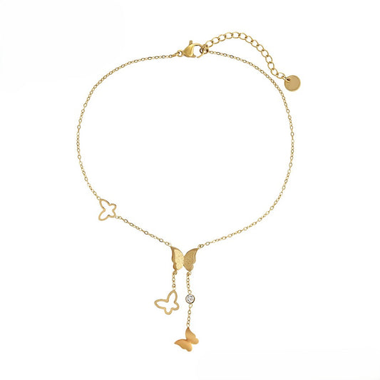 Gold Plated Butterfly Anklet image 0