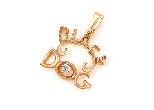 18 Gold Plated "Black Dog" Pendant with Crystal Accent Pendant image 0