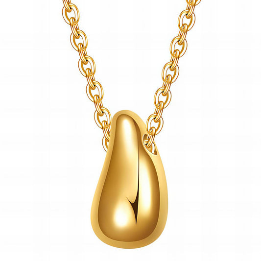 18K Gold Plated Stainless Steel Polished Teardrop Pendant Necklace image 0