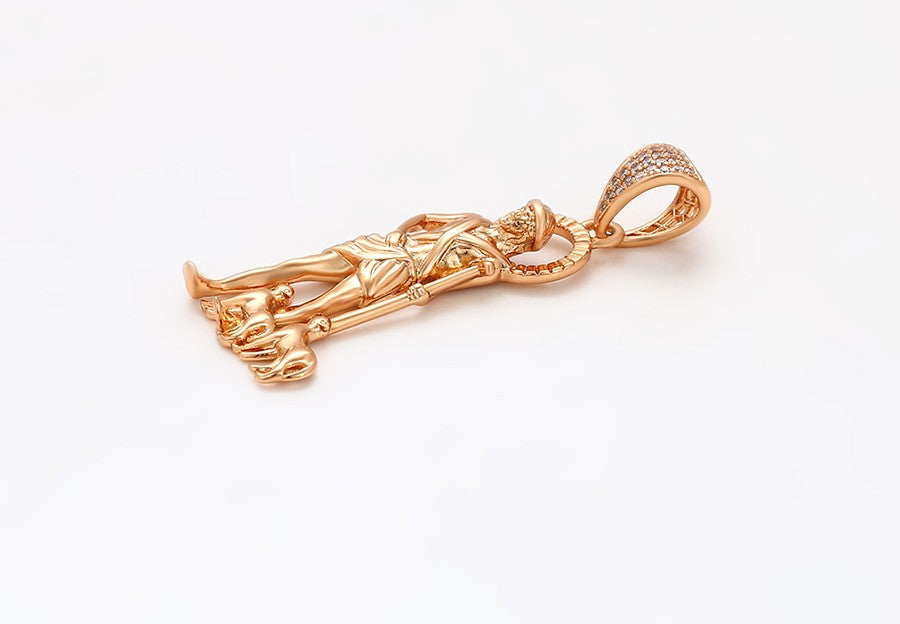 18K Gold Plated - St. Lazarus Pendant with Crystal Accents image 4