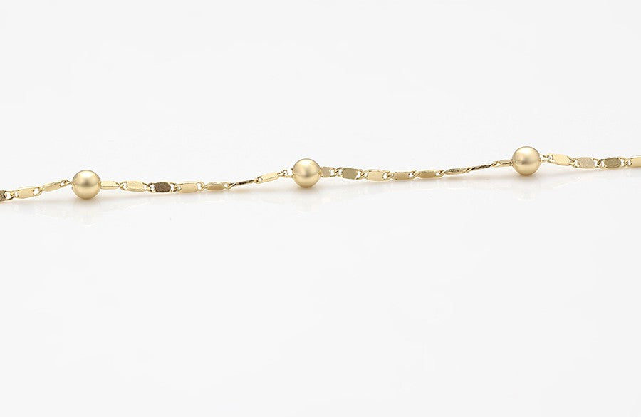 14K Gold Plated Beaded and Textured Link Anklet image 4
