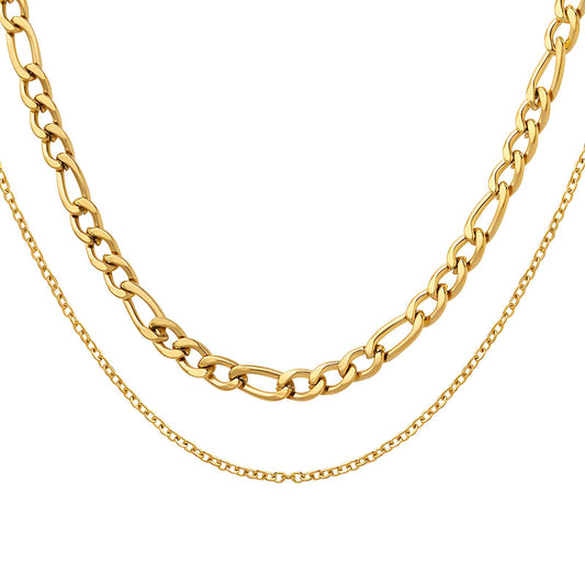 18K Gold Plated Stainless Steel Mixed Chain Necklace image 0
