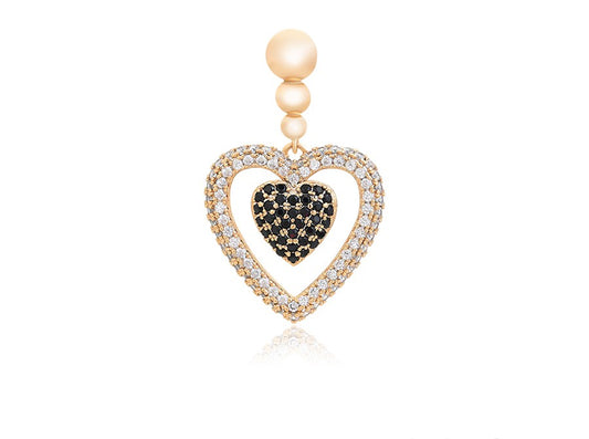 18K Gold Plated Pendant with Crystal Hearts image 0