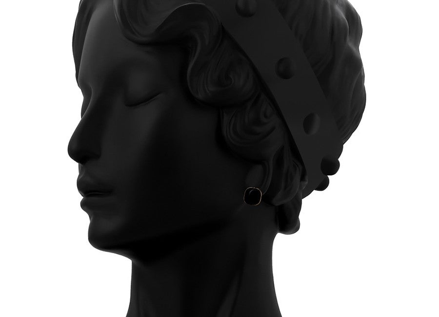 18K Gold Plated - Gold-Tone Black Onyx Square Drop Earrings image 2