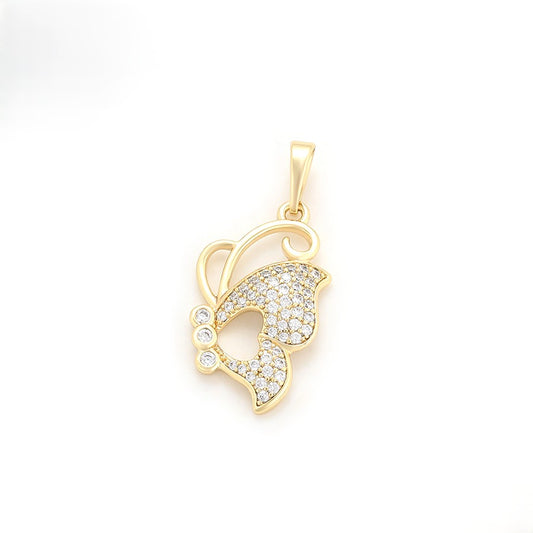 14K Gold Plated Butterfly Pendant with Crystal Pave image 0