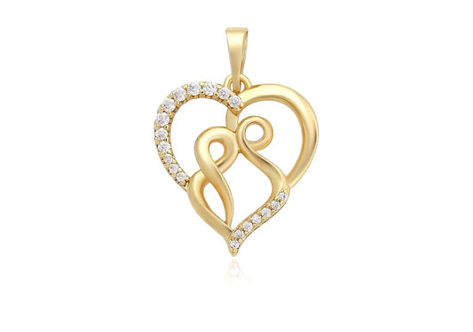 Solid 14k Gold Plated Infinity Heart Pendant with Pave Diamonds image 0