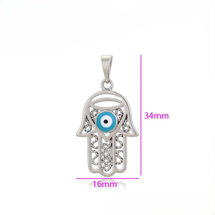 Protective Silver Hamas Hand Pendant with Evil Eye image 3