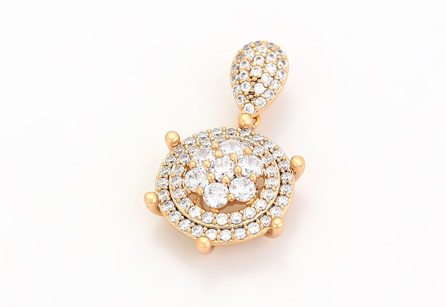 Elegant 18K Gold Plated Crystal Pave Round Pendant image 3