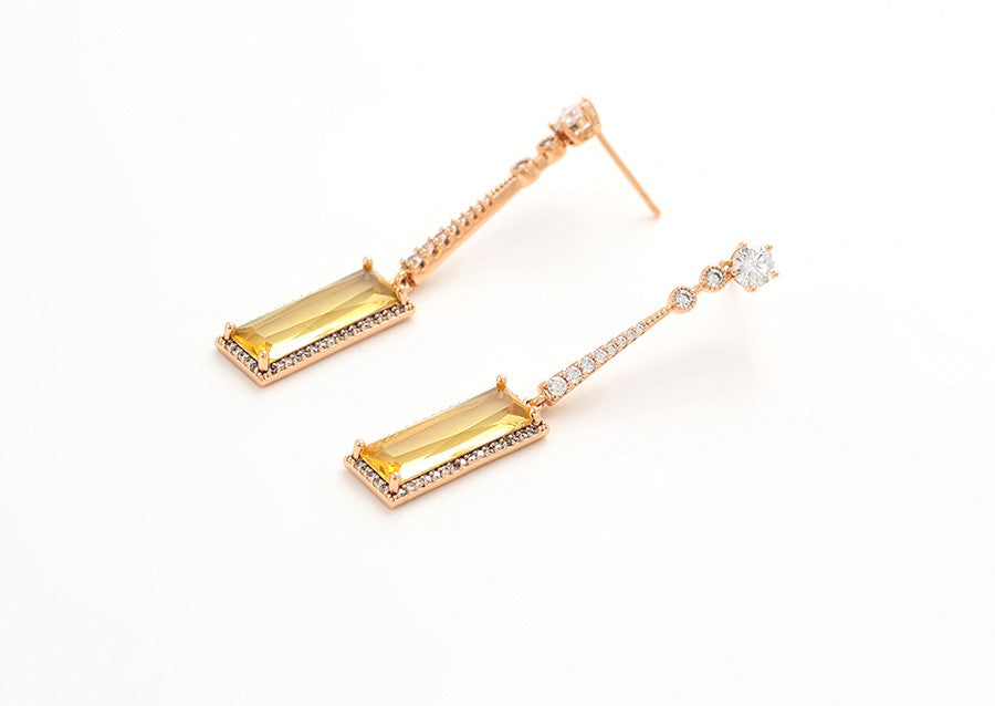 18K Gold Plated Citrine and Crystal Drop Earrings image 3