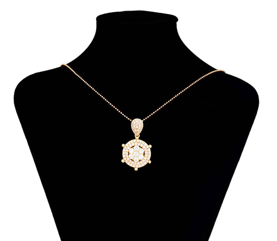 Elegant 18K Gold Plated Crystal Pave Round Pendant image 1