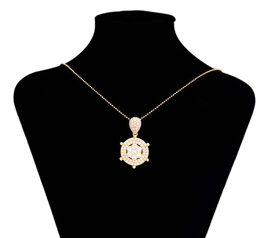 Elegant 18K Gold Plated Crystal Pave Round Pendant image 1