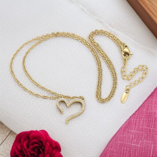 14K Gold Plated Dainty Open Heart Necklace image 0