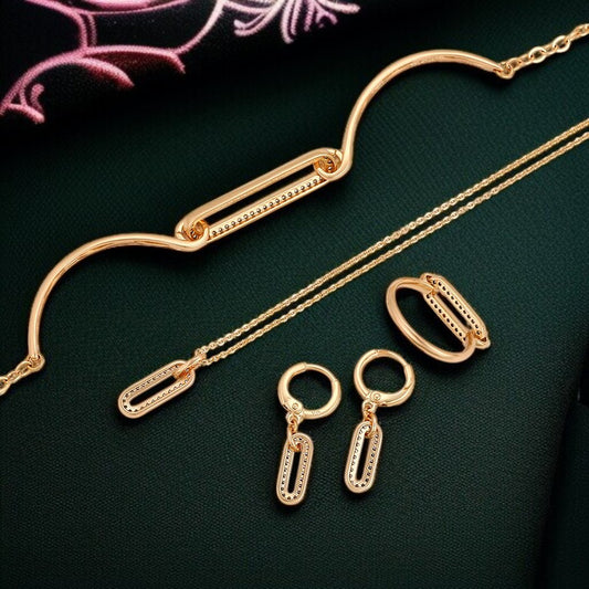 14K Gold Plated Paperclip Style Jewelry Set image 0