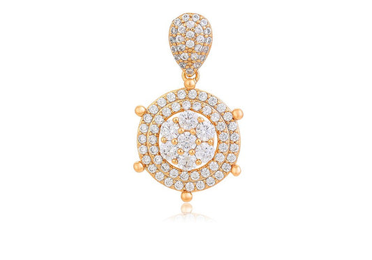 Elegant 18K Gold Plated Crystal Pave Round Pendant image 0