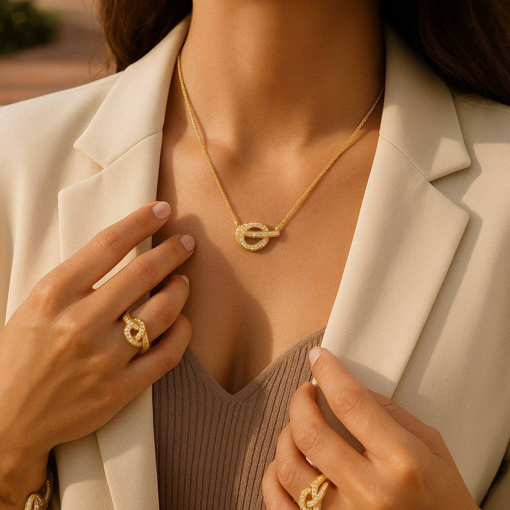 18K Gold Plated Love Knot Jewelry Set image 3