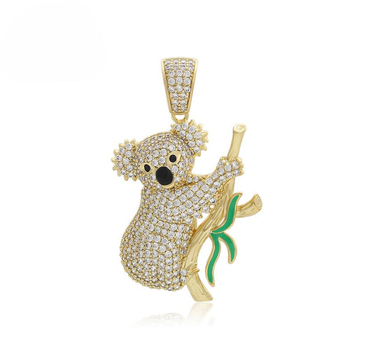14K gold Plated Cute and Blingy Koala Bear Pendant image 0