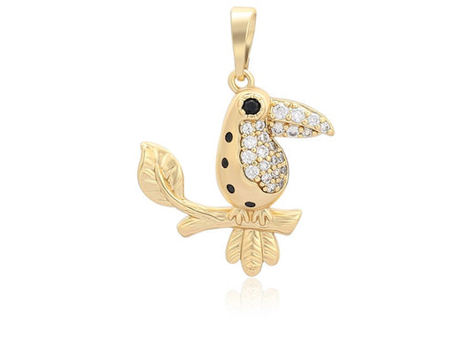 Golden Bird of Paradise Pendant - 14K Gold Plated image 0