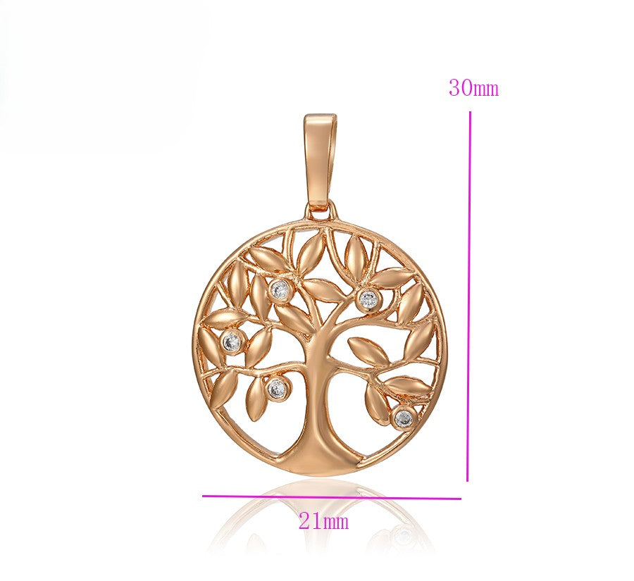 Rose Gold Tree of Life Pendant with Crystal Accents image 2