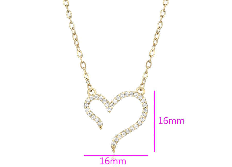 14K Gold Plated Dainty Open Heart Necklace image 2