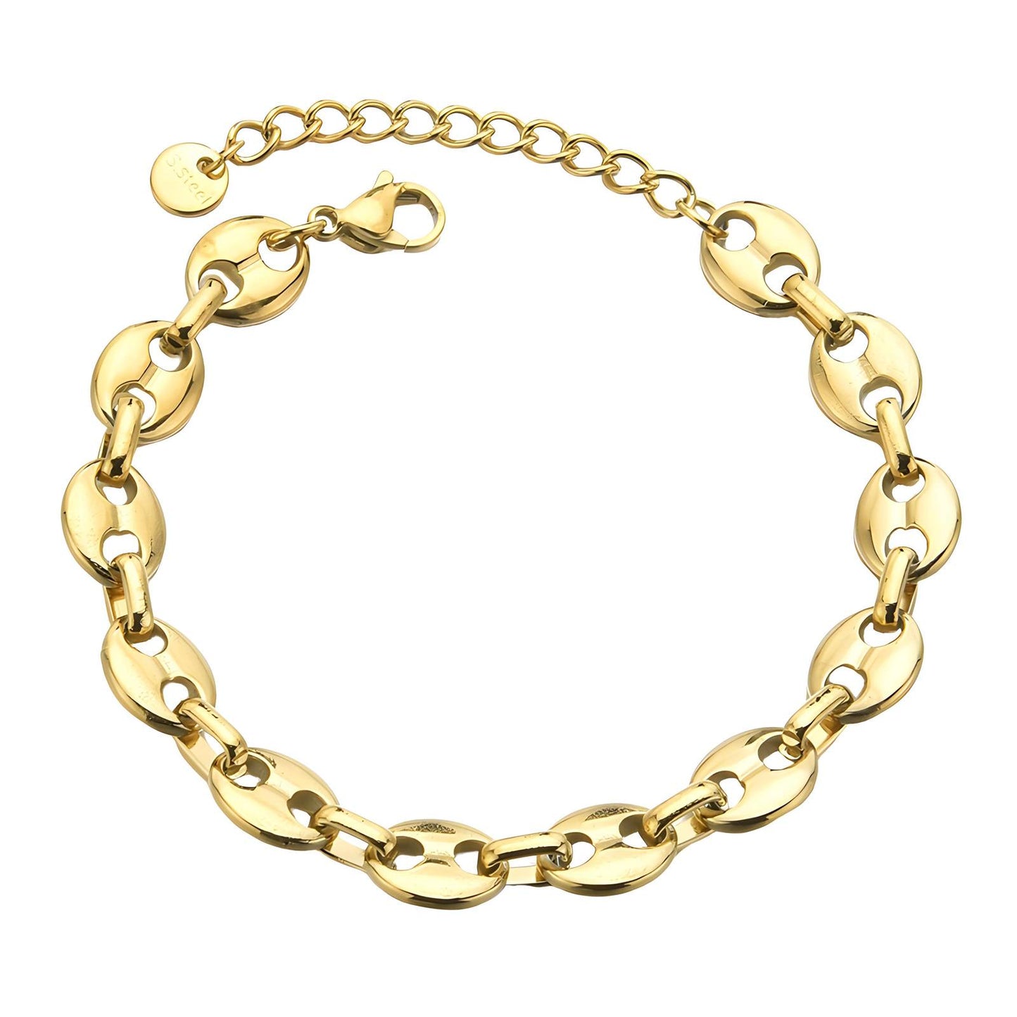 18K Gold Plated Stainless Steel Puff Link Bracelet image 0