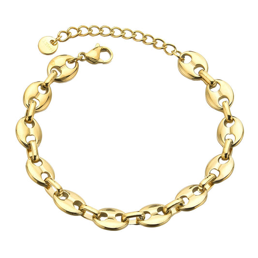 18K Gold Plated Stainless Steel Puff Link Bracelet image 0