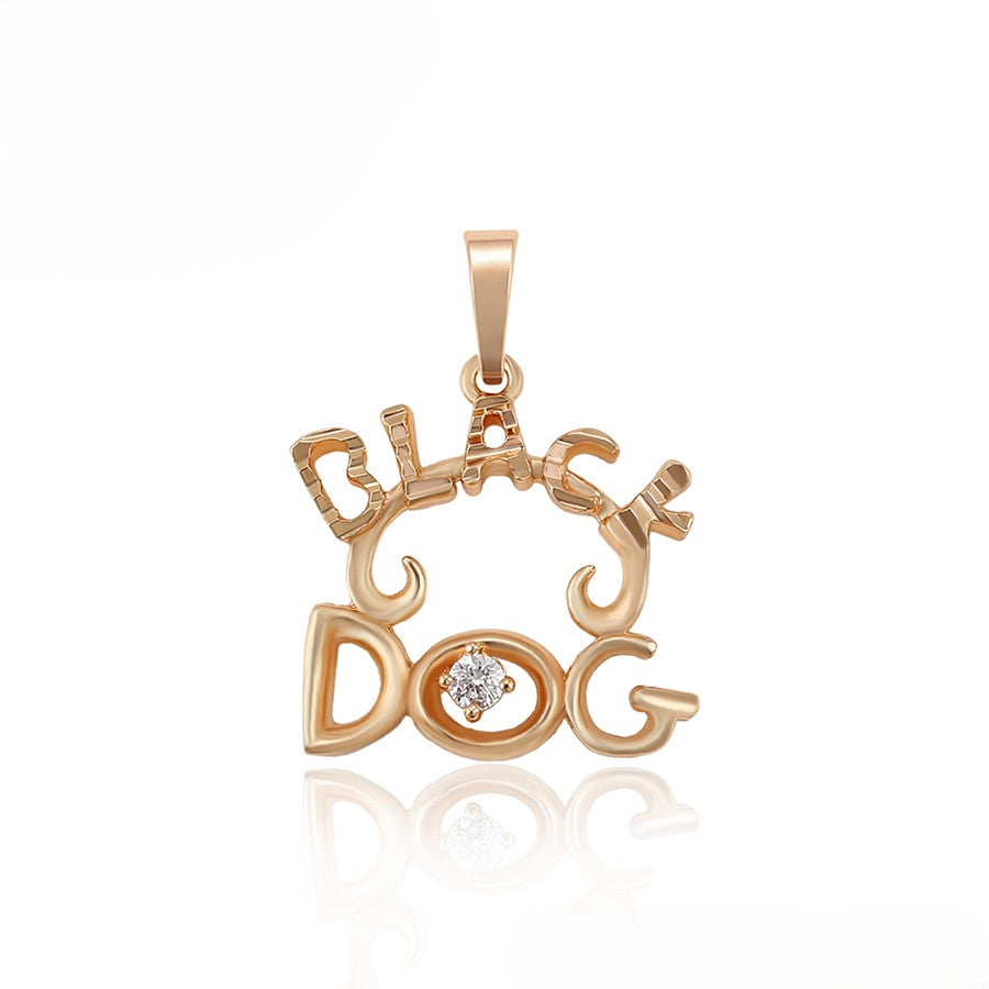 18 Gold Plated "Black Dog" Pendant with Crystal Accent Pendant image 2