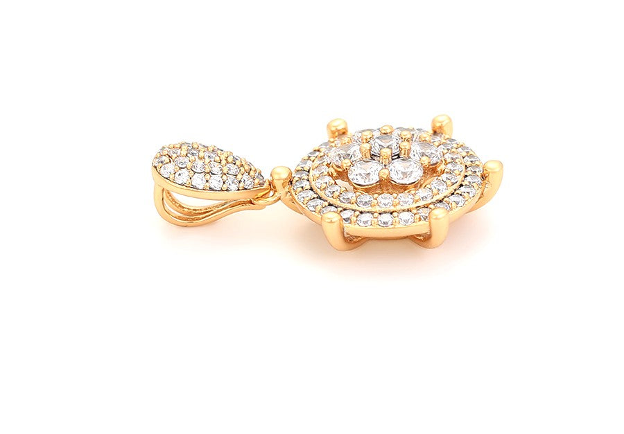 Elegant 18K Gold Plated Crystal Pave Round Pendant image 4