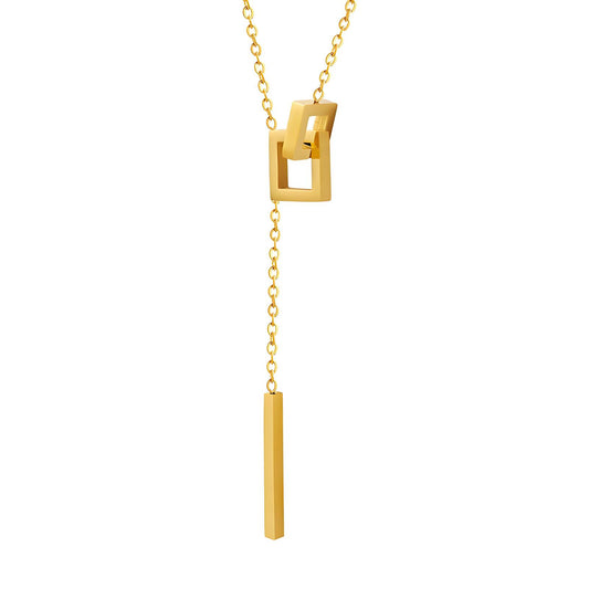 18K Gold Plated Stainless Steel Geometric Y-Necklace image 0