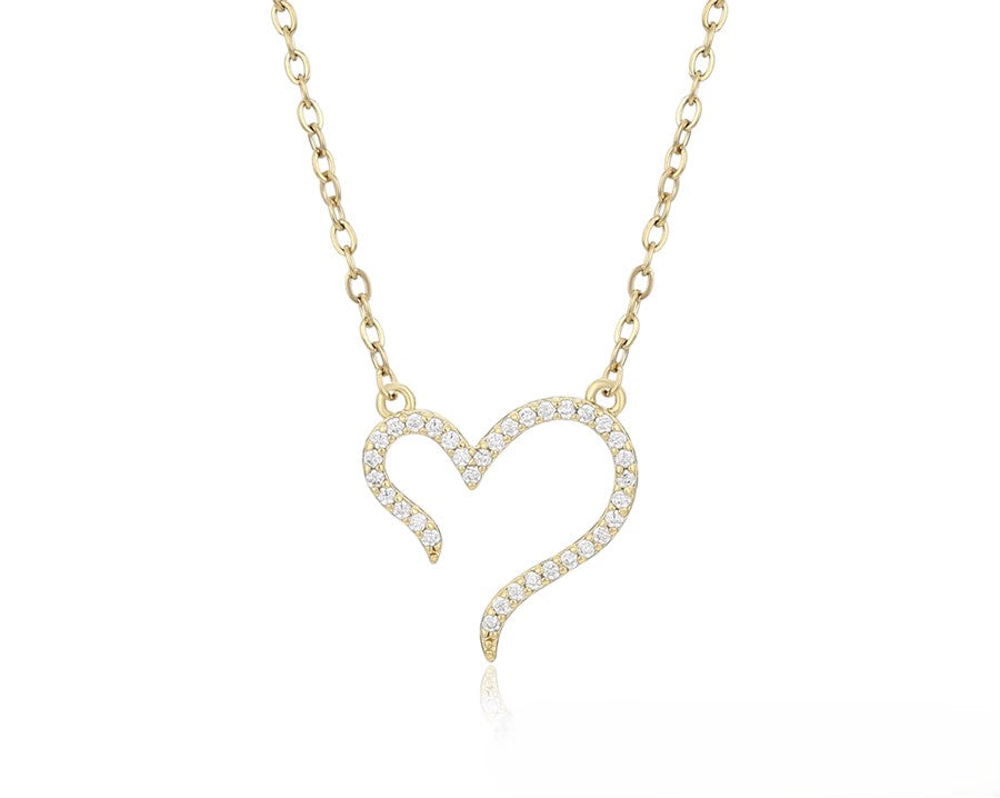 14K Gold Plated Dainty Open Heart Necklace image 3