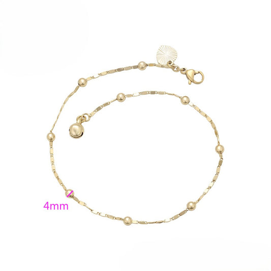14K Gold Plated Beaded and Textured Link Anklet image 1