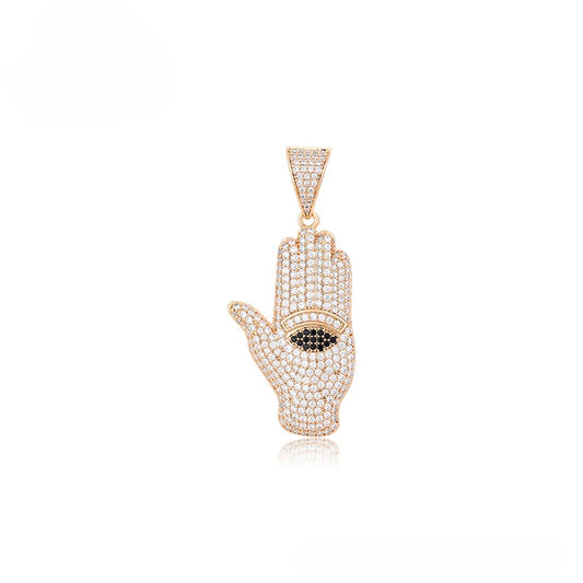 Sparkling Pave Hamsa Necklace Charm - 18K Gold Plated image 0