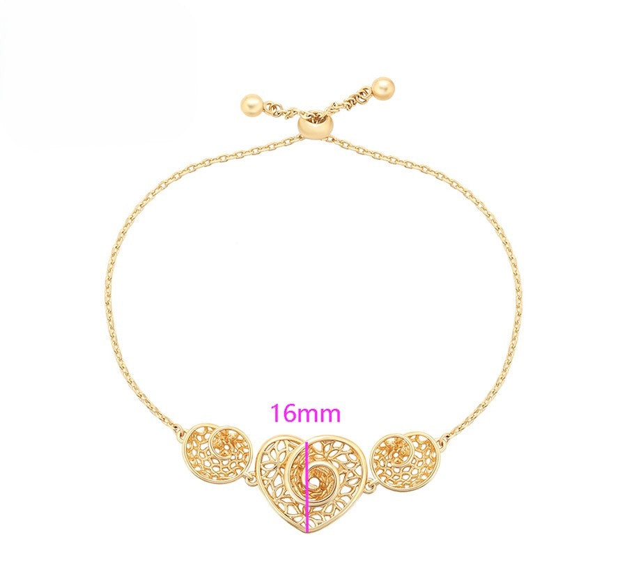 14K Gold-Tone Plated Adjustable Filigree Bracelet with Spiral Hearts image 2