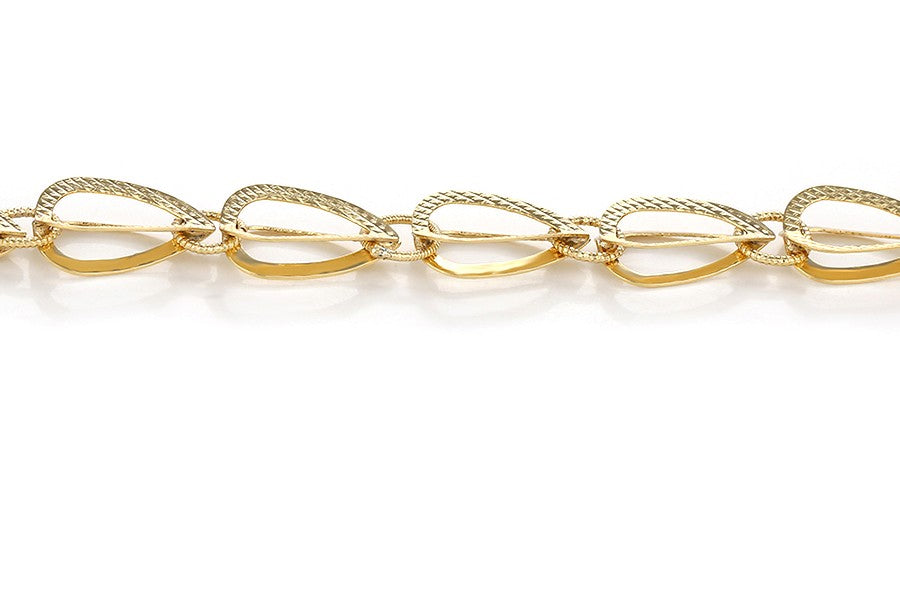 14K Gold Plated - Textured Teardrop Link Bracelet image 6