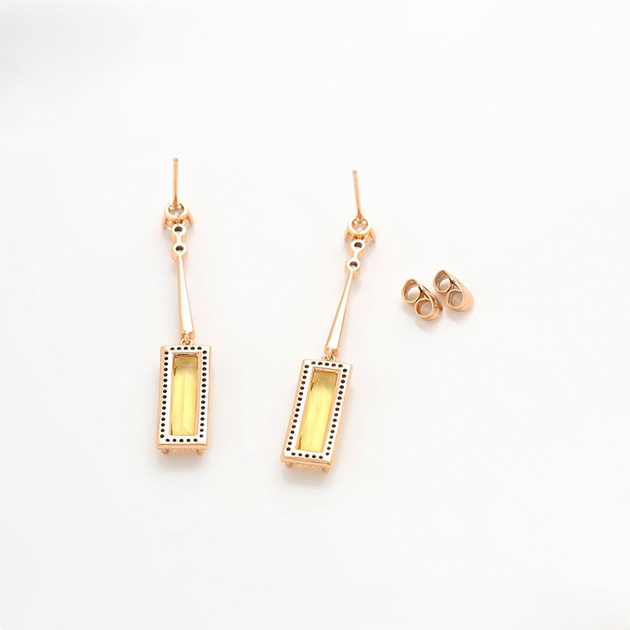 18K Gold Plated Citrine and Crystal Drop Earrings image 2