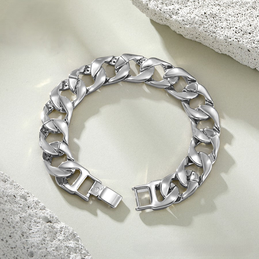 Platinum plated bracelet with white crystal