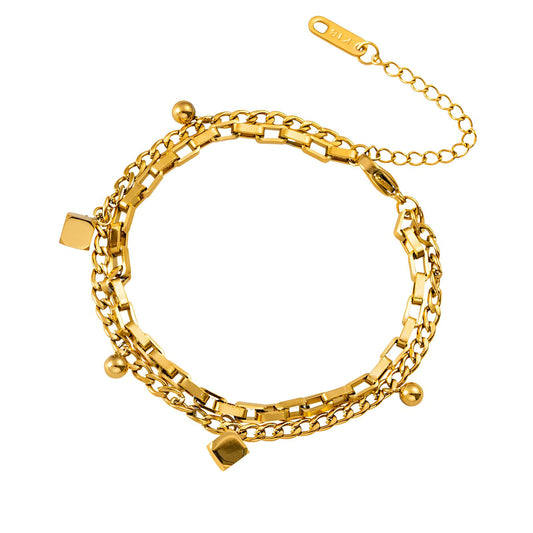18K Gold Plated Layered Charm Bracelet image 0