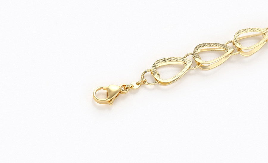 14K Gold Plated - Textured Teardrop Link Bracelet image 3