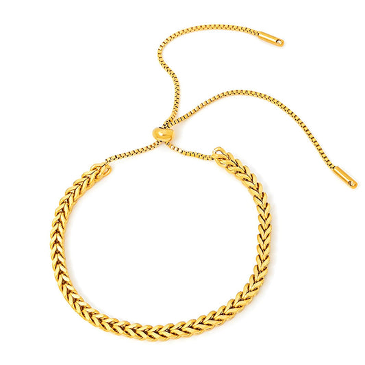 18K Gold Plated Herringbone Bolo Bracelet image 0