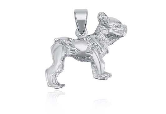Silver French Bulldog Puppy Pendant image 0