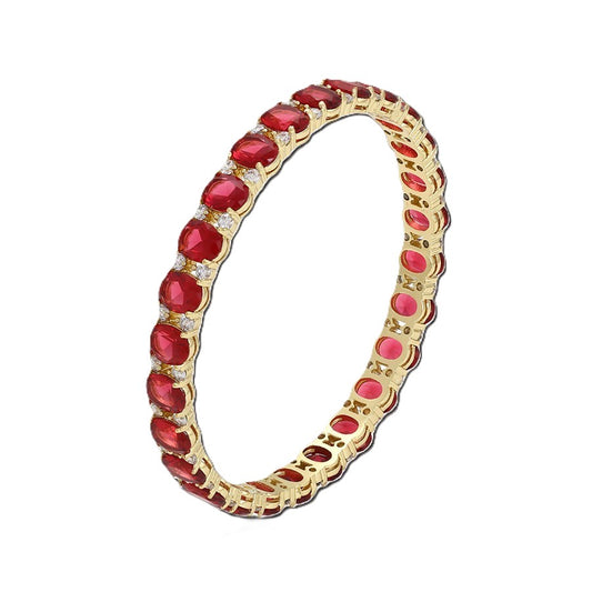Elegant Ruby Full Circle Ring in 14k Yellow Gold Plated image 0