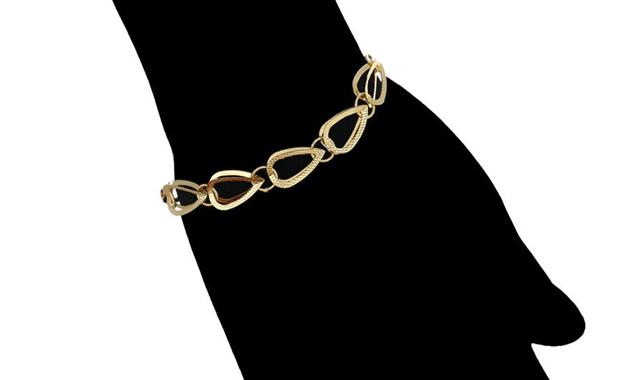 14K Gold Plated - Textured Teardrop Link Bracelet image 7