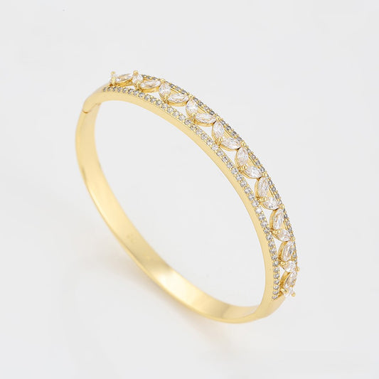 14K gold plated - Gold Bangle Bracelet with Cubic Zirconia image 0
