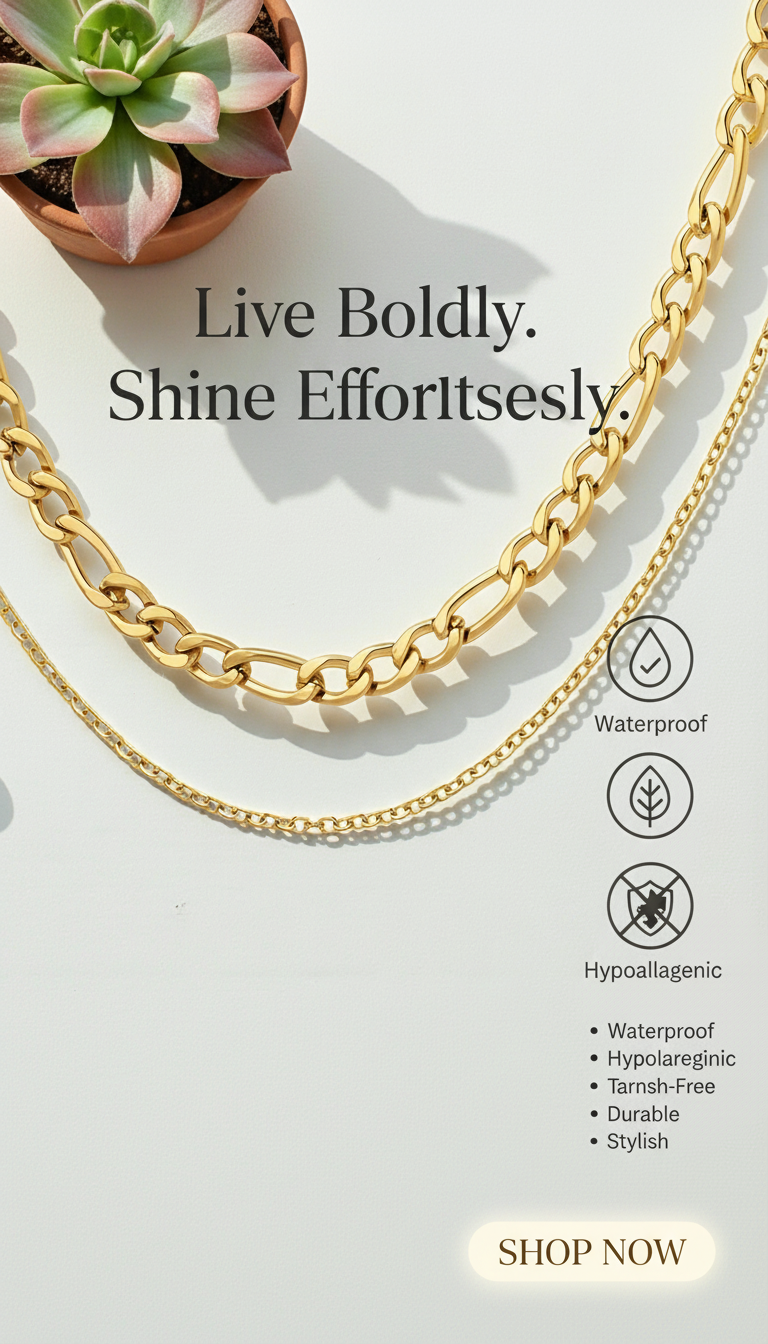 18K Gold Plated Stainless Steel Mixed Chain Necklace